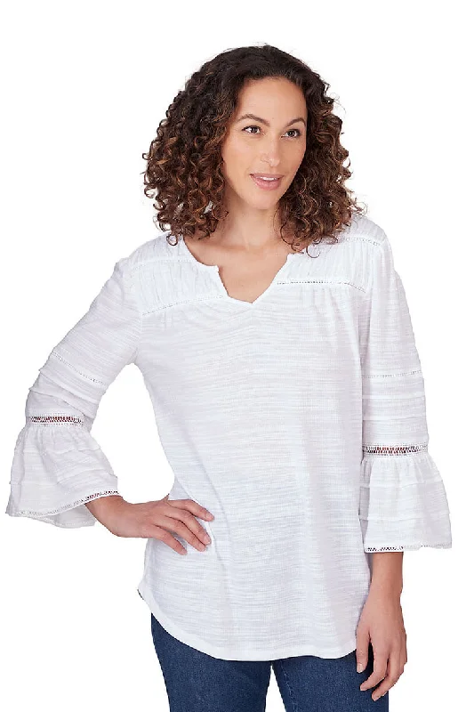 Petite Spring Breeze Tiered Bell Sleeve Top