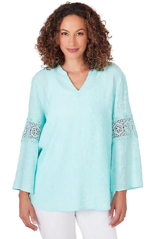 Petite Spring Breeze Lacy Gauze Blouse