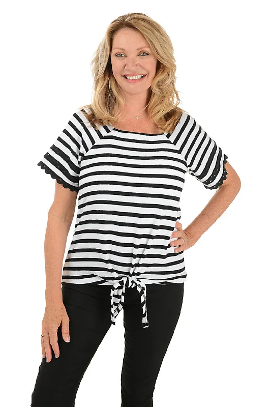 Petite Pattern Play Striped French Terry Top