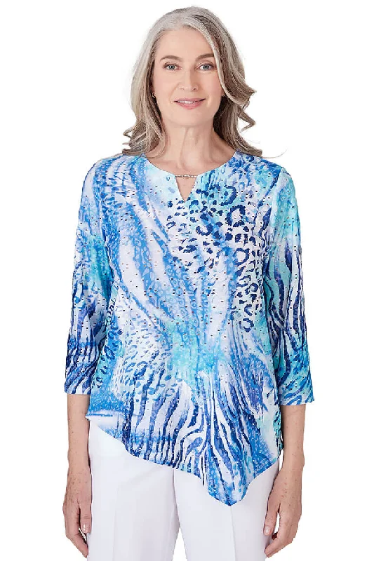 Petite Paradise Island Animal Asymmetrical Top