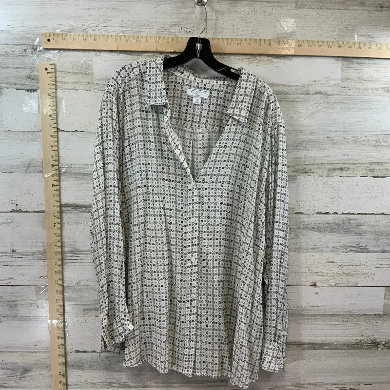 Black & White Blouse Long Sleeve Liz Claiborne, Size 3x