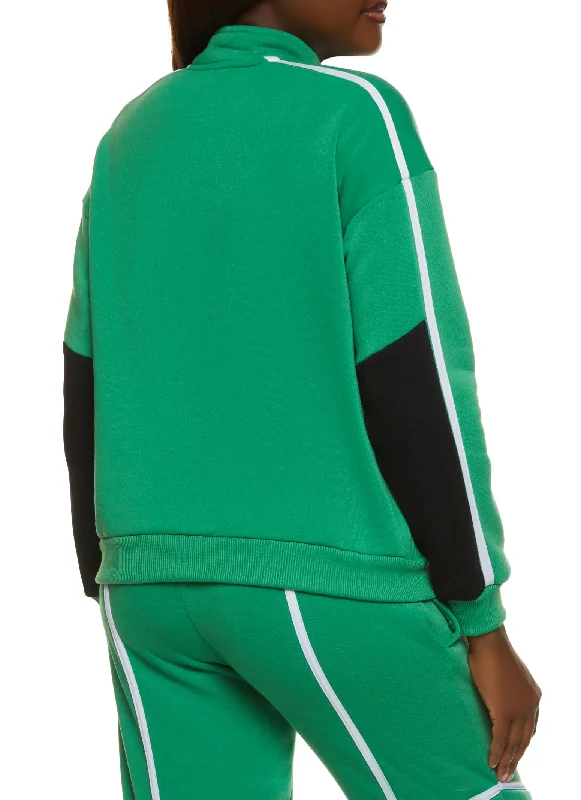 Color Blocked Sleeve Half Zip Sweatshirt