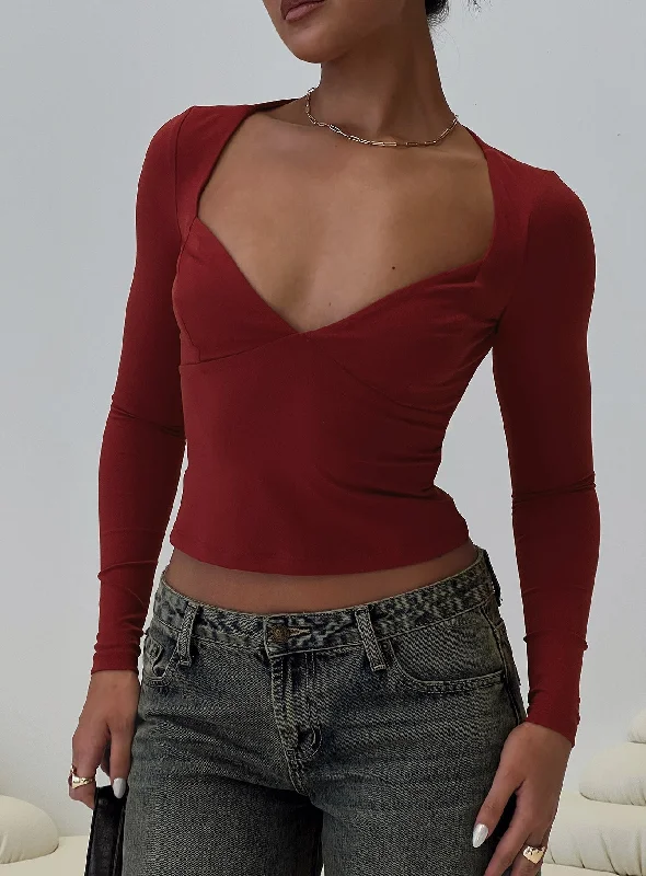 Tonya Long Sleeve Top Red