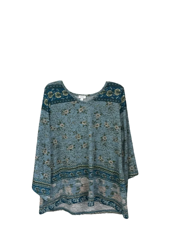 Top 3/4 Sleeve By Avenue In Floral Print, Size: Xl