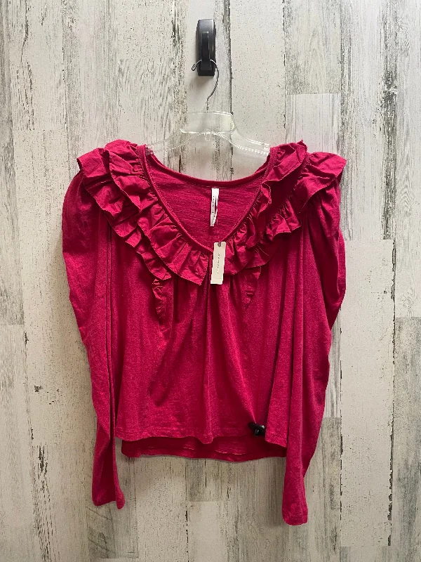 Top Long Sleeve By Anthropologie In Pink, Size: M