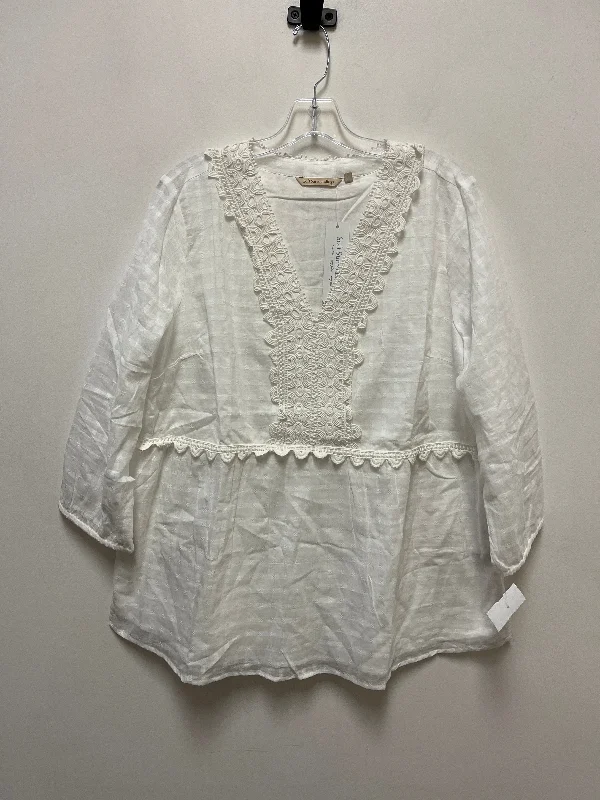 Top Long Sleeve By Soft Surroundings In White, Size: Xl