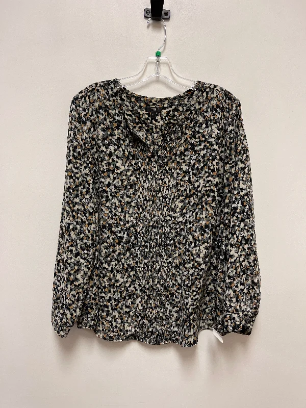 Top Long Sleeve By Talbots In Black & Cream, Size: Xl