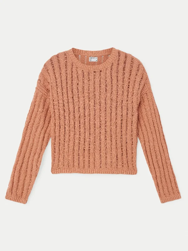 The Crochet Knit Sweater in Coral