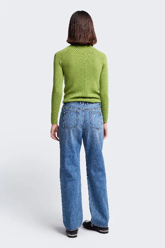 Monument Mock Neck Sweater Apple Green