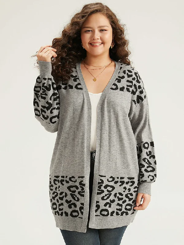 Supersoft Essentials Leopard Contrast Elastic Cuffs Pullover