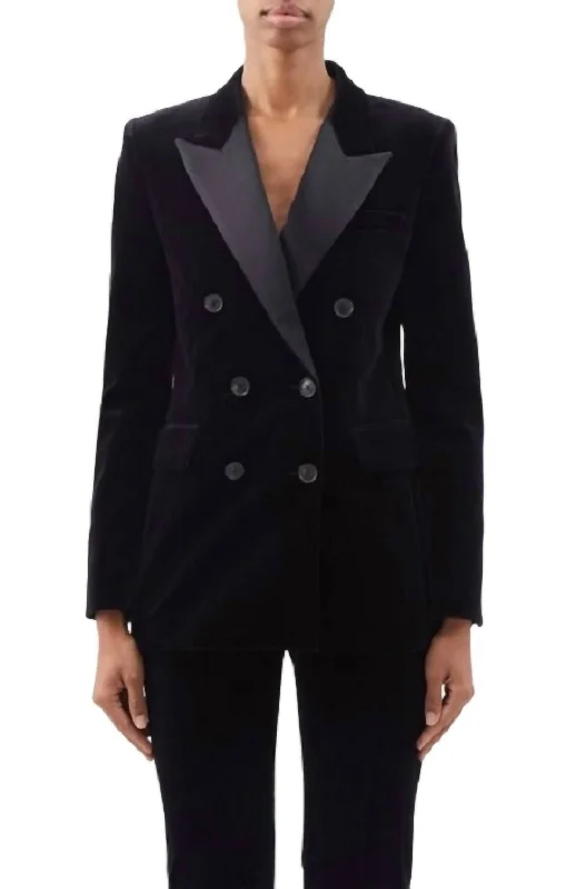 Valentine Velvet Tuxedo Jacket In Black