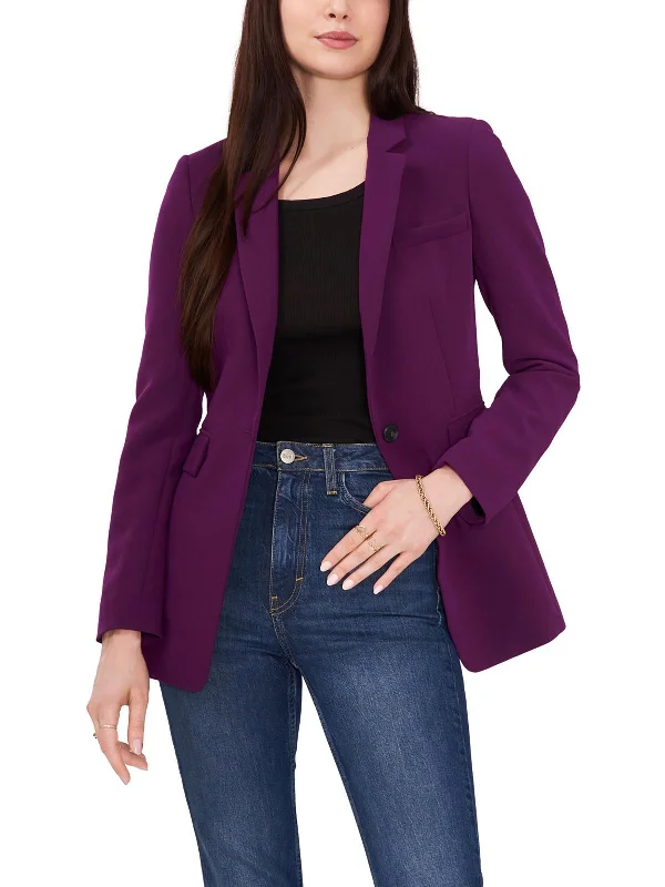 Womens Woven Long Sleeves One-Button Blazer