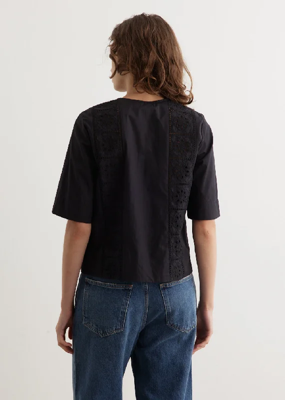 Broderie Anglaise Tie Blouse