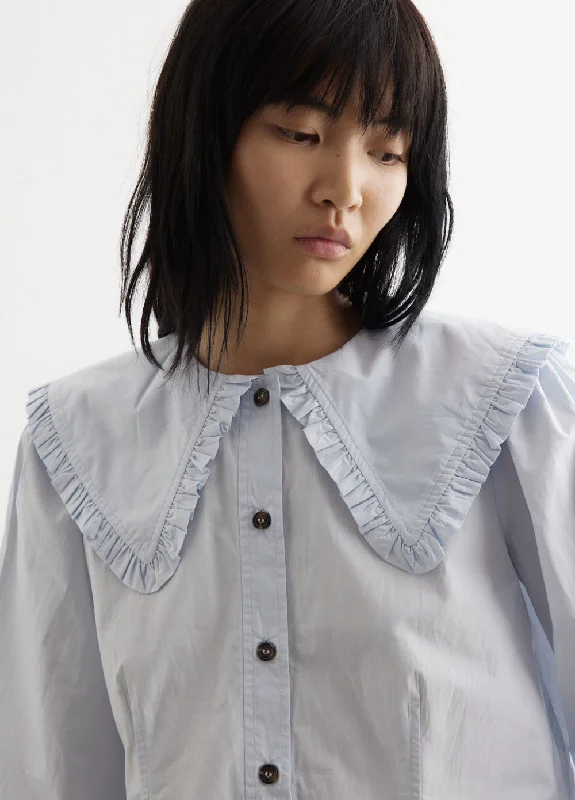 Cotton Poplin Frill Collar Shirt