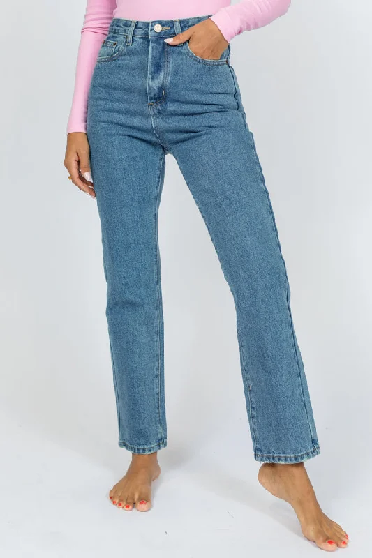 Megan Medium Wash Straight Leg Mom Jeans