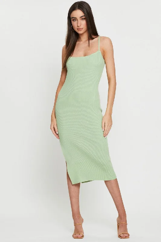 Green Knit Dress Bodycon