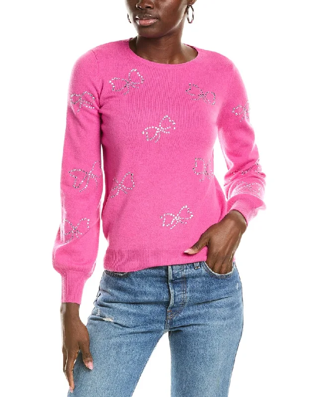 sofiacashmere Heatset Bows Cashmere Sweater