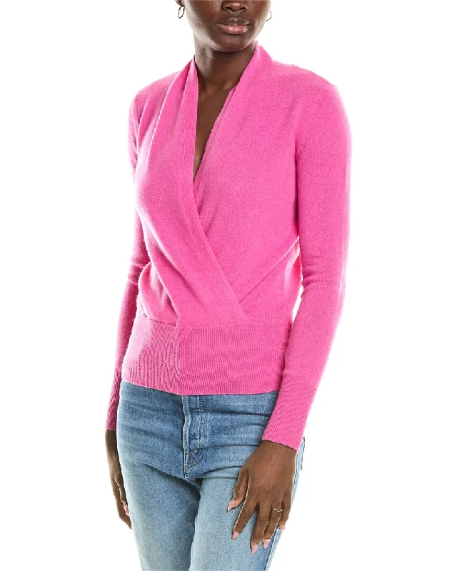 sofiacashmere Modern Faux Wrap Cashmere Sweater