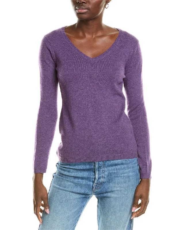 sofiacashmere Modern V-Neck Cashmere Sweater