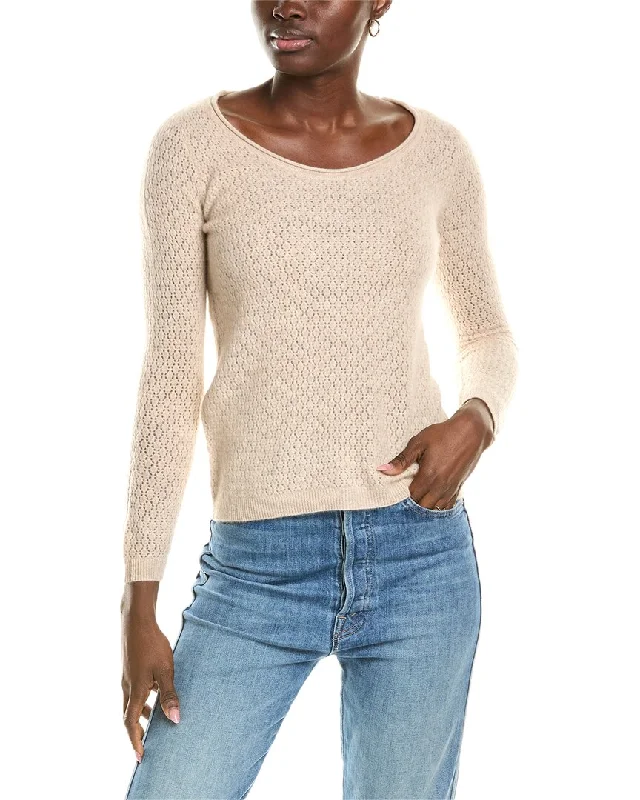 sofiacashmere Pointelle Scoop Neck Cashmere Sweater