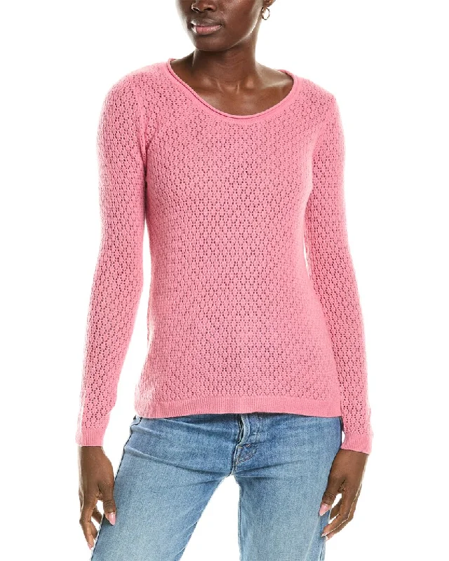 sofiacashmere Pointelle Scoop Neck Cashmere Sweater