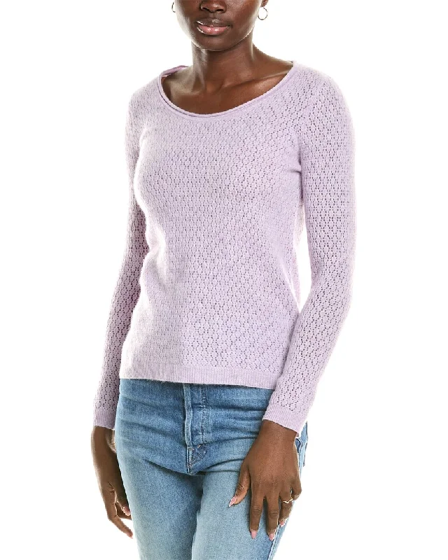 sofiacashmere Pointelle Scoop Neck Cashmere Sweater