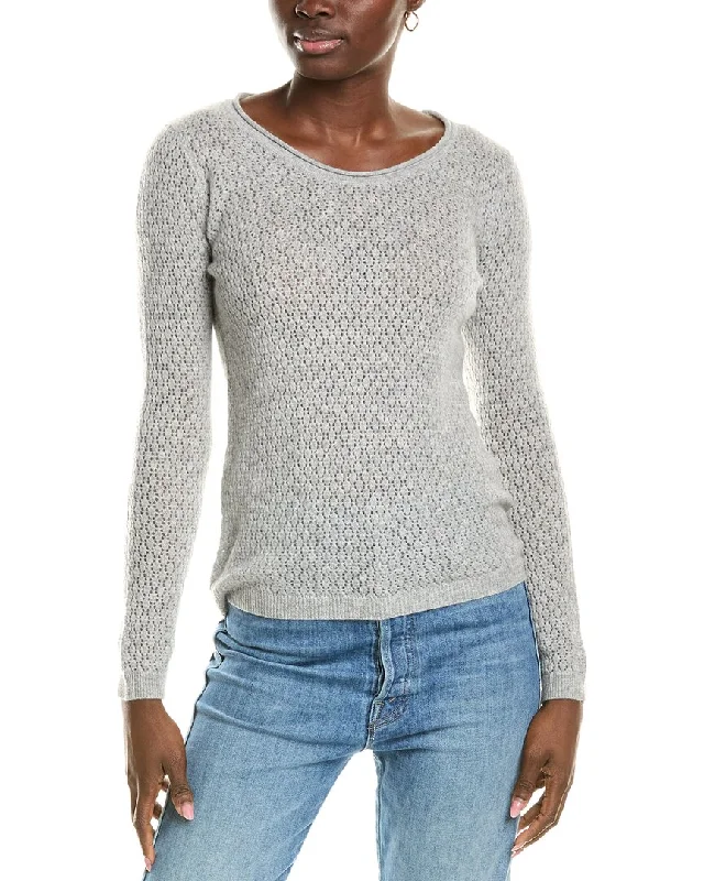 sofiacashmere Pointelle Scoop Neck Cashmere Sweater