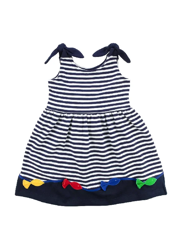 Stripe Knit Dress With Fish