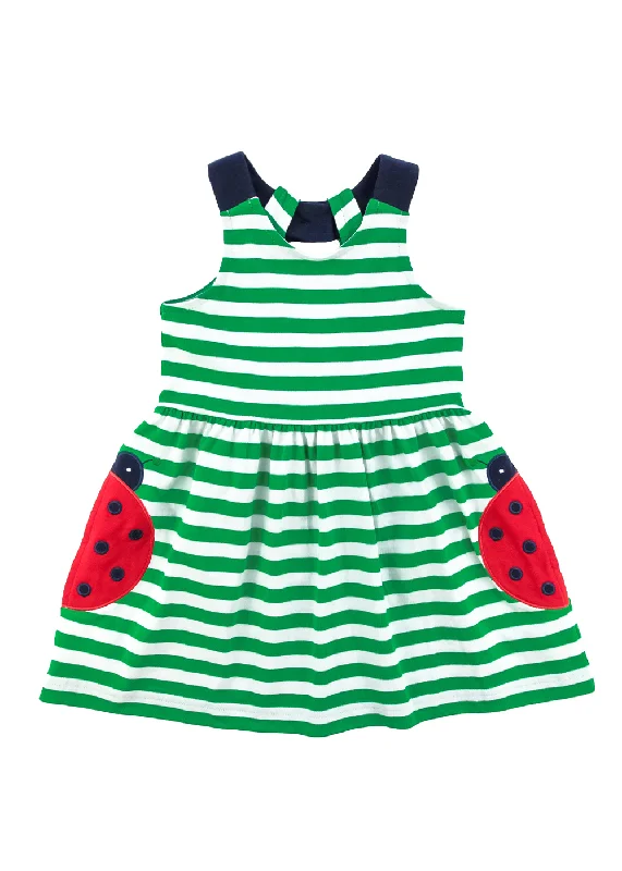 Stripe Knit Dress With Ladybug pockets