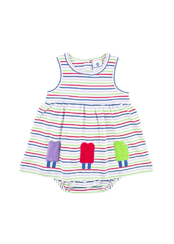 Stripe Knit Romper With Popsicles