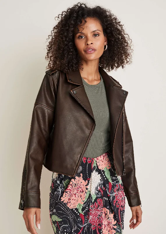 Distressed Leather Jacket - Distressed Brown