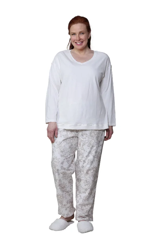 Knit Top & Flannel Pant Plus Size Pajama Set