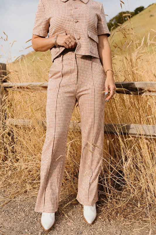 Drew Pants in Tan Gingham