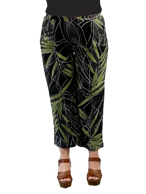 Plus Size La Cera Savannah Palm Print Cropped Pant