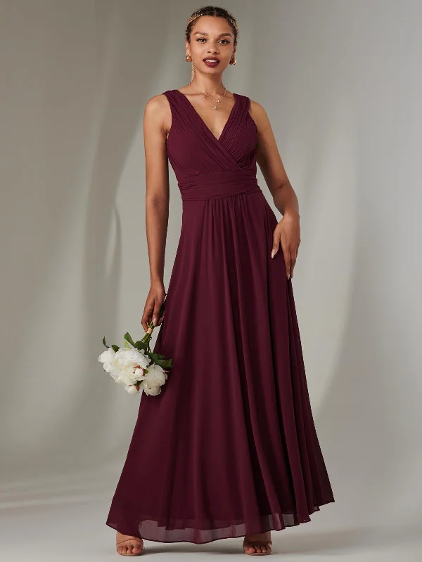 Cora Sleeveless Chiffon Maxi Dress, Dark Purple