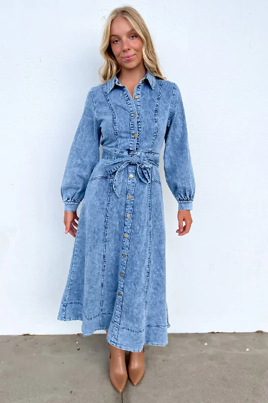 Danielle Denim Midi Dress Light Blue