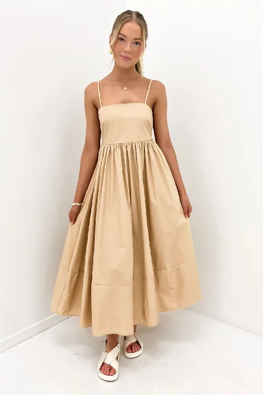 Indie Midi Dress Beige