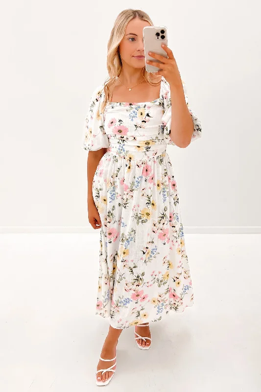 Ryder Midi Dress White Floral