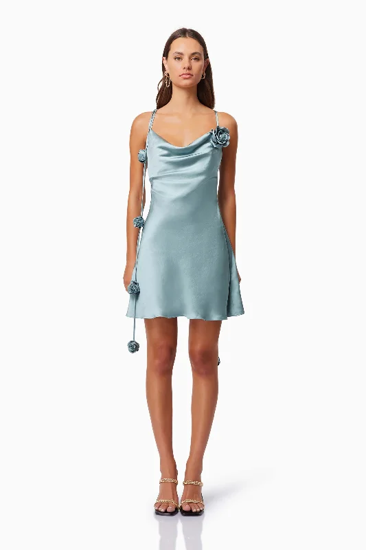 Aria Cowl Neck Party Mini Dress In Blue