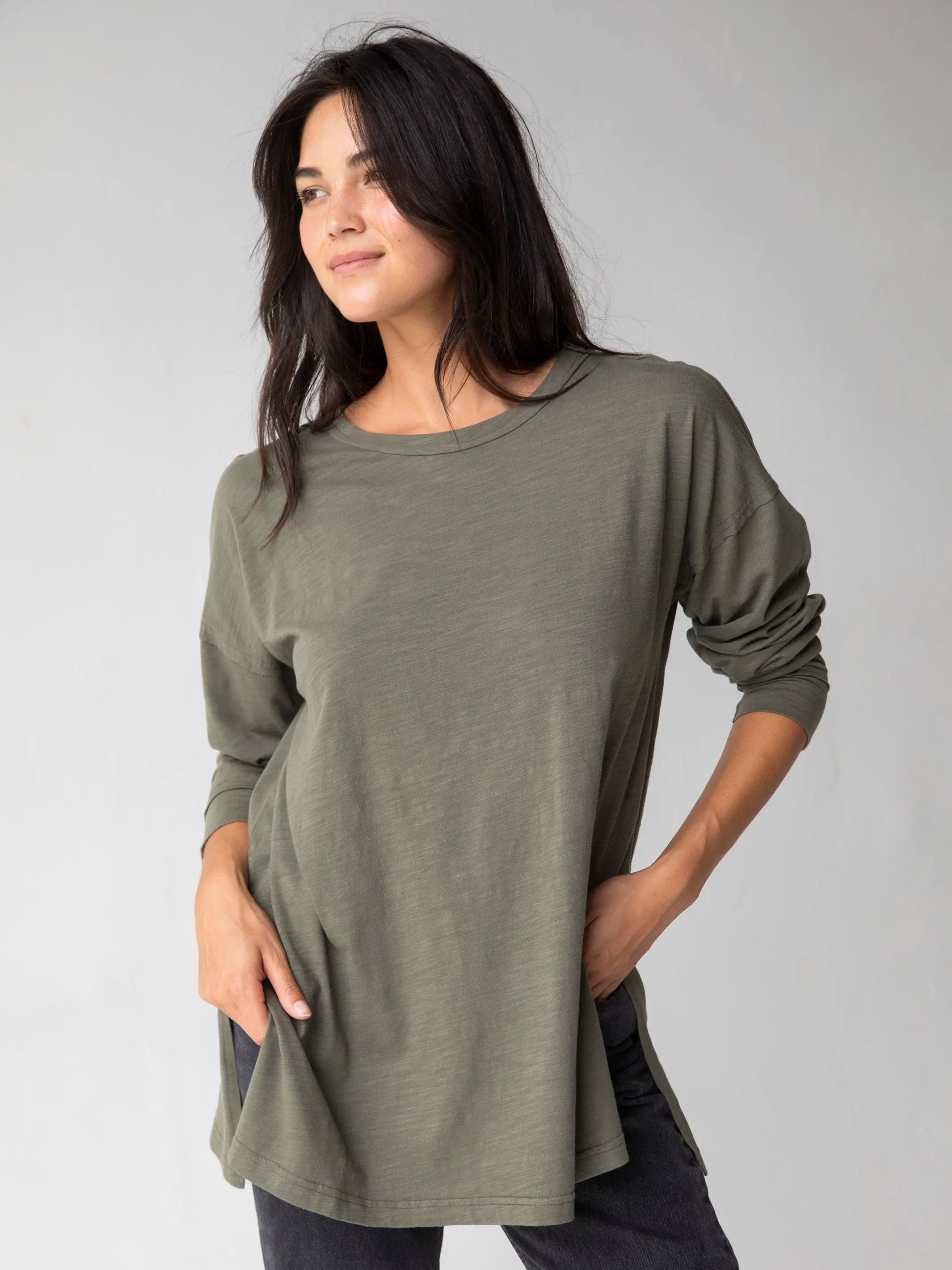 Hang Around Cotton Tunic - Dark Olive