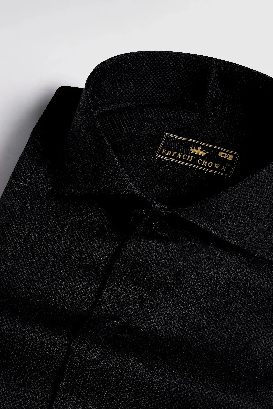 Jade Black Dobby Textured Premium Giza Cotton Shirt